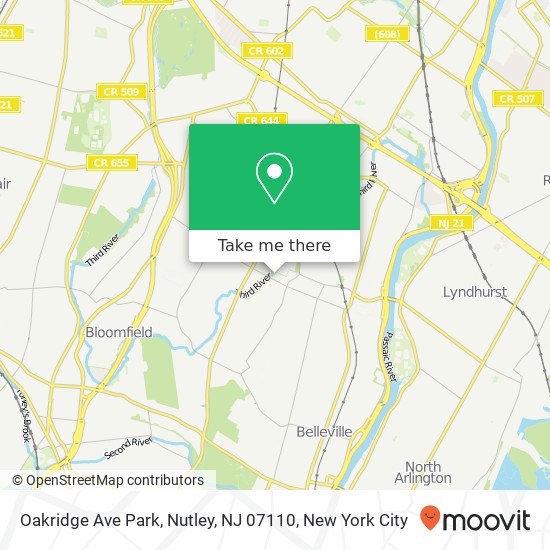 Mapa de Oakridge Ave Park, Nutley, NJ 07110