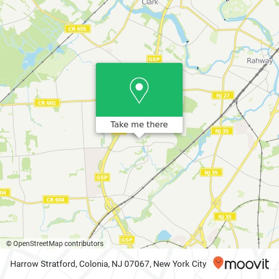 Mapa de Harrow Stratford, Colonia, NJ 07067
