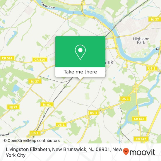 Mapa de Livingston Elizabeth, New Brunswick, NJ 08901