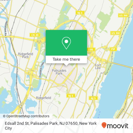 Mapa de Edsall 2nd St, Palisades Park, NJ 07650