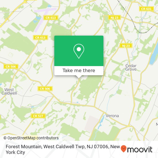 Mapa de Forest Mountain, West Caldwell Twp, NJ 07006