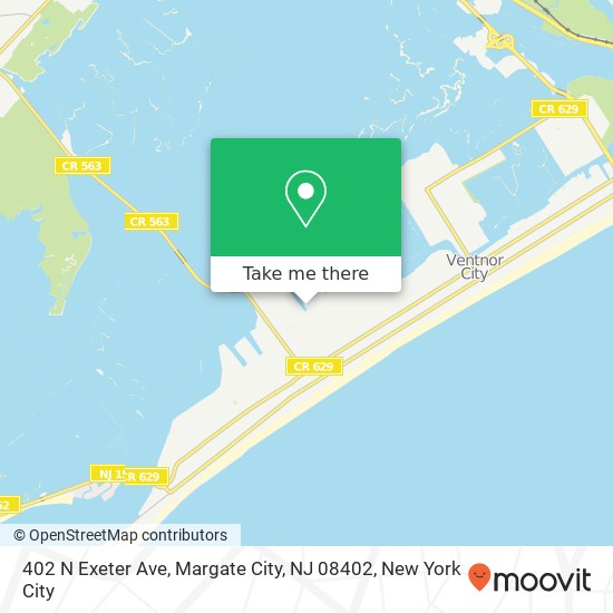 Mapa de 402 N Exeter Ave, Margate City, NJ 08402