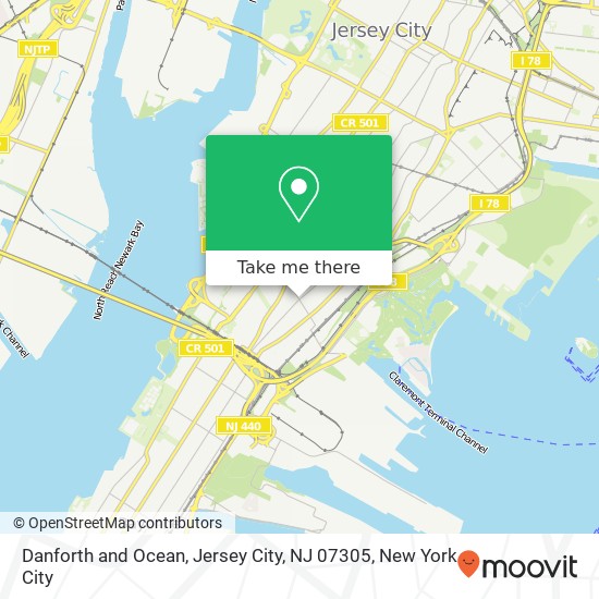 Mapa de Danforth and Ocean, Jersey City, NJ 07305