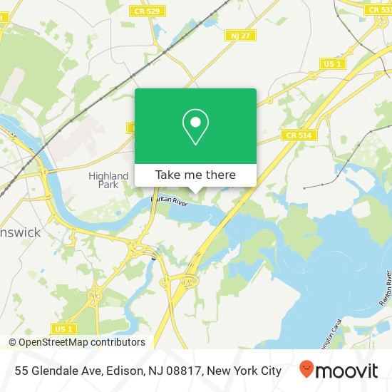 Mapa de 55 Glendale Ave, Edison, NJ 08817