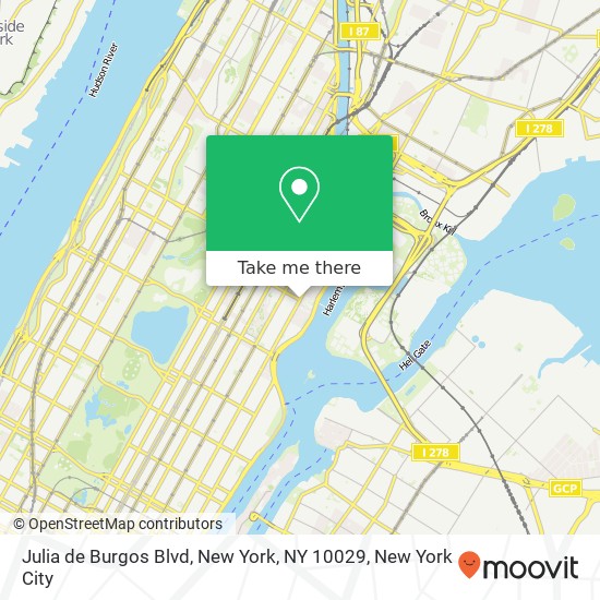 Mapa de Julia de Burgos Blvd, New York, NY 10029