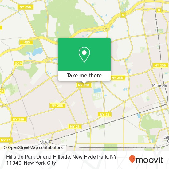 Mapa de Hillside Park Dr and Hillside, New Hyde Park, NY 11040