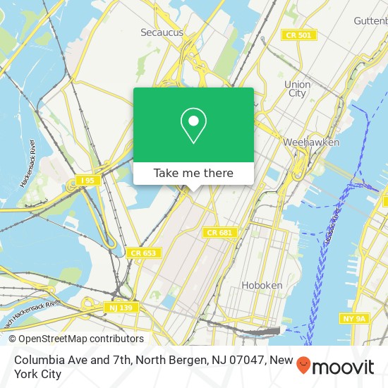 Mapa de Columbia Ave and 7th, North Bergen, NJ 07047