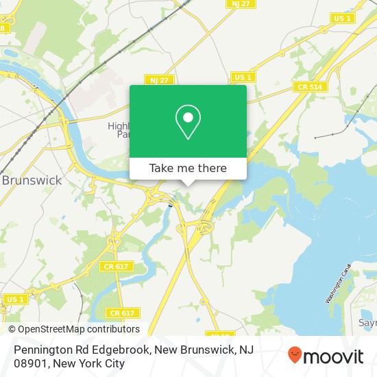 Mapa de Pennington Rd Edgebrook, New Brunswick, NJ 08901