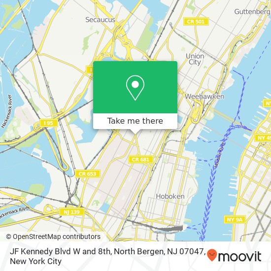 JF Kennedy Blvd W and 8th, North Bergen, NJ 07047 map