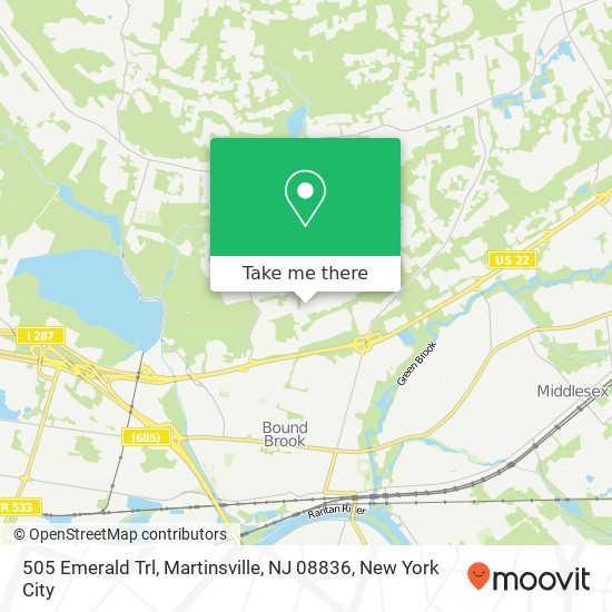 Mapa de 505 Emerald Trl, Martinsville, NJ 08836