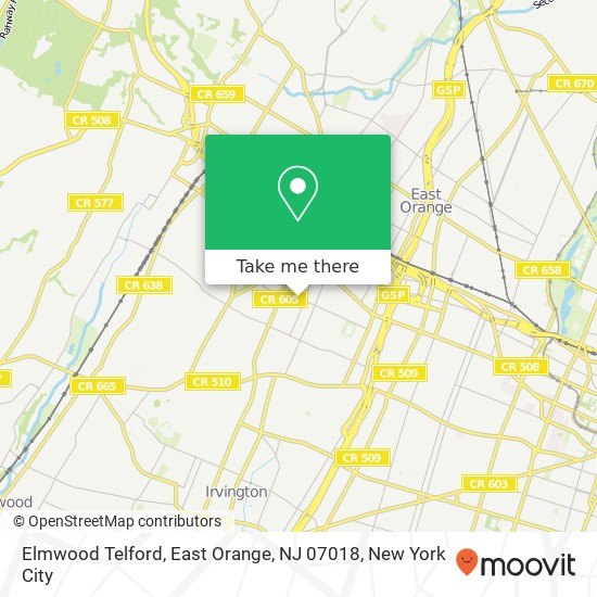 Mapa de Elmwood Telford, East Orange, NJ 07018