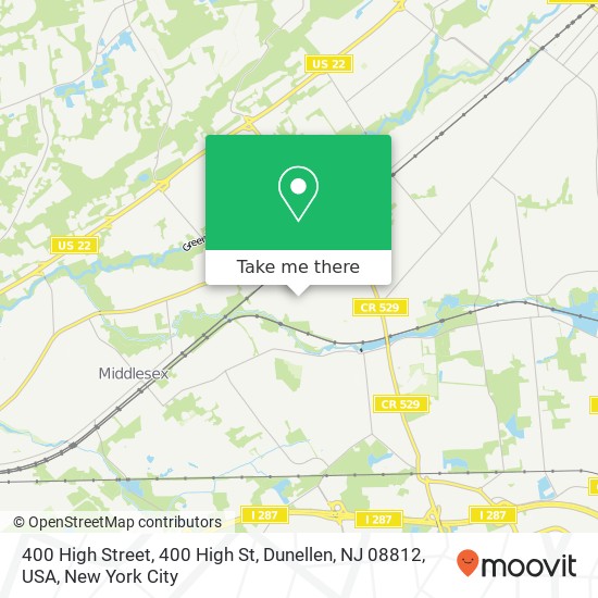 Mapa de 400 High Street, 400 High St, Dunellen, NJ 08812, USA