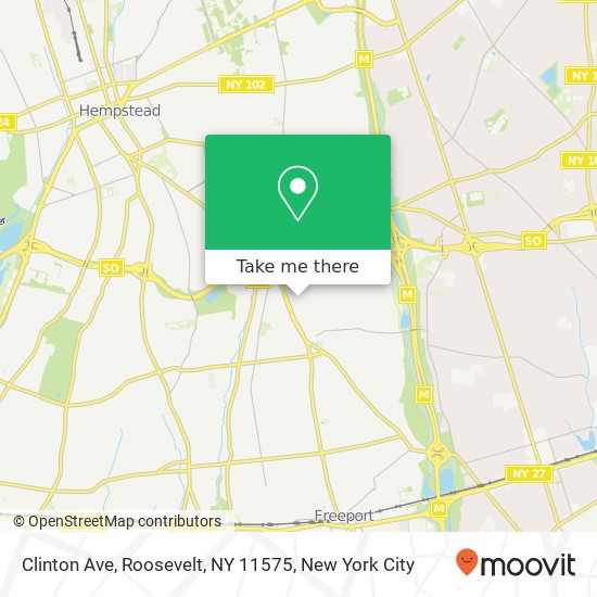Mapa de Clinton Ave, Roosevelt, NY 11575