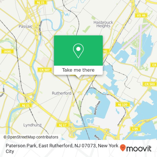 Mapa de Paterson Park, East Rutherford, NJ 07073