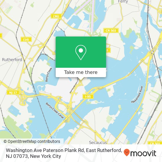 Mapa de Washington Ave Paterson Plank Rd, East Rutherford, NJ 07073
