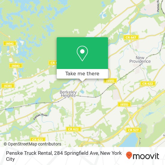 Mapa de Penske Truck Rental, 284 Springfield Ave