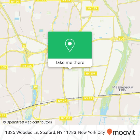 Mapa de 1325 Wooded Ln, Seaford, NY 11783