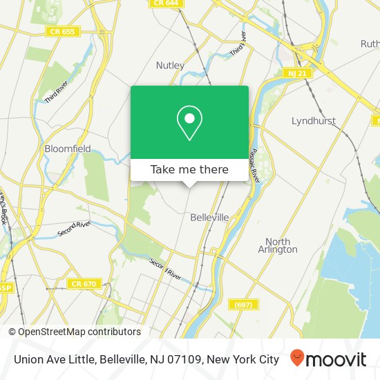 Mapa de Union Ave Little, Belleville, NJ 07109