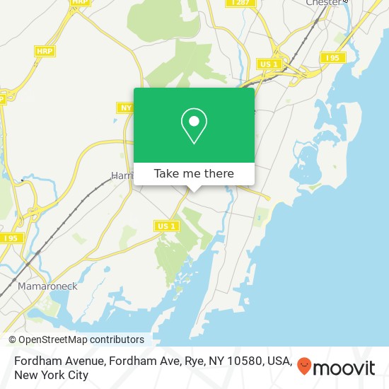 Mapa de Fordham Avenue, Fordham Ave, Rye, NY 10580, USA