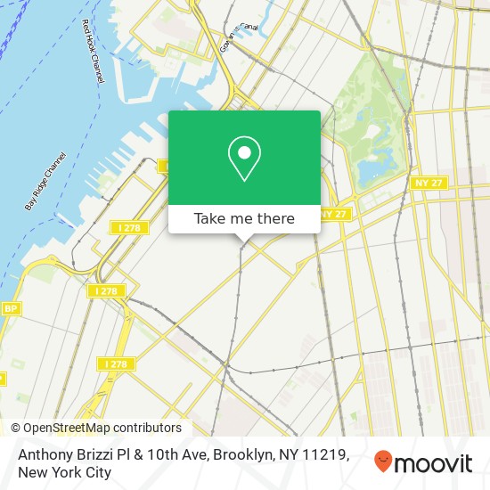 Mapa de Anthony Brizzi Pl & 10th Ave, Brooklyn, NY 11219