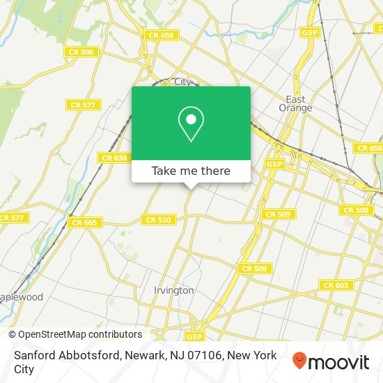 Mapa de Sanford Abbotsford, Newark, NJ 07106