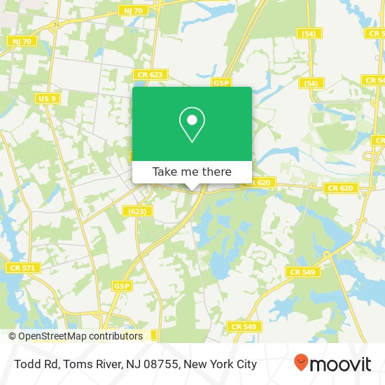 Mapa de Todd Rd, Toms River, NJ 08755