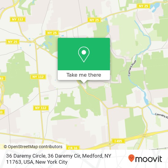Mapa de 36 Daremy Circle, 36 Daremy Cir, Medford, NY 11763, USA