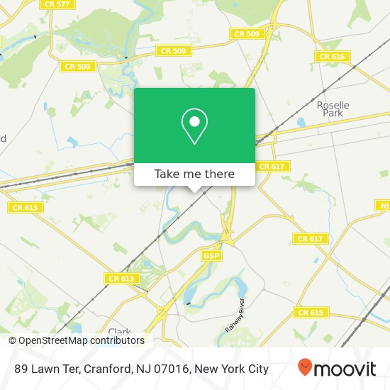 Mapa de 89 Lawn Ter, Cranford, NJ 07016