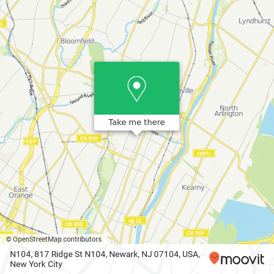 Mapa de N104, 817 Ridge St N104, Newark, NJ 07104, USA