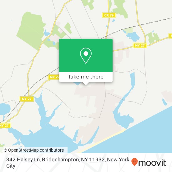 Mapa de 342 Halsey Ln, Bridgehampton, NY 11932