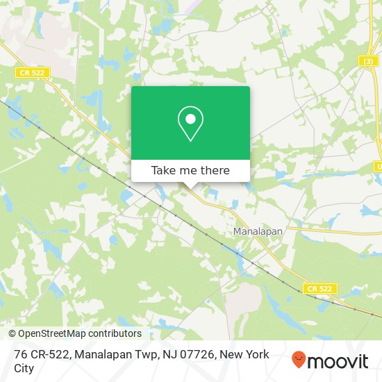 Mapa de 76 CR-522, Manalapan Twp, NJ 07726