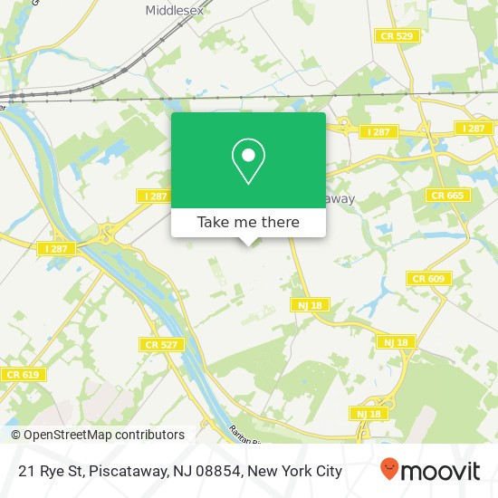 Mapa de 21 Rye St, Piscataway, NJ 08854