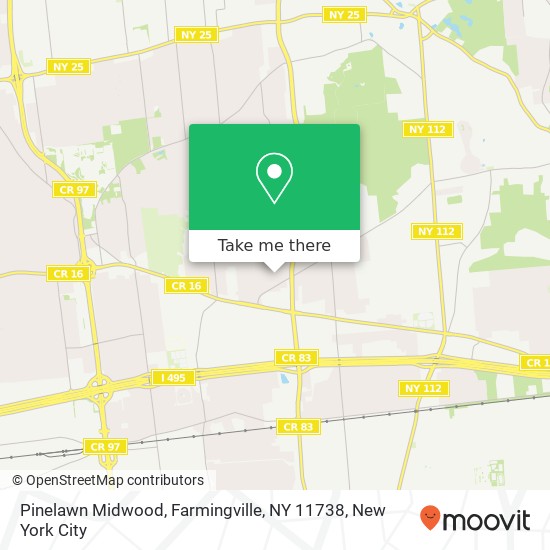 Mapa de Pinelawn Midwood, Farmingville, NY 11738