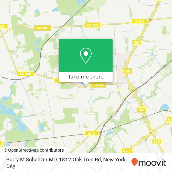 Barry M Schanzer MD, 1812 Oak Tree Rd map
