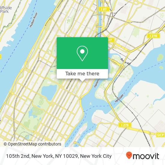 Mapa de 105th 2nd, New York, NY 10029
