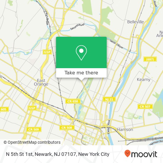 Mapa de N 5th St 1st, Newark, NJ 07107