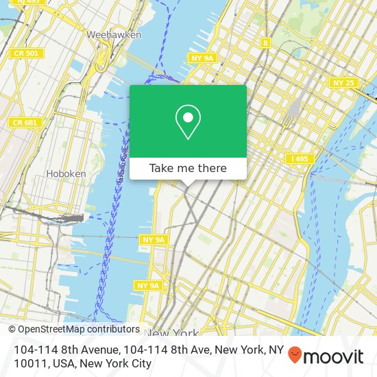 Mapa de 104-114 8th Avenue, 104-114 8th Ave, New York, NY 10011, USA