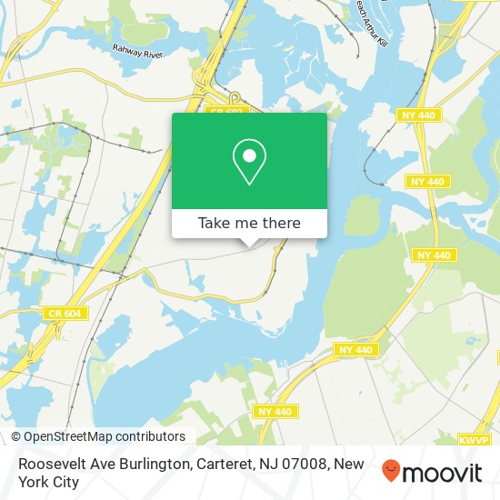 Mapa de Roosevelt Ave Burlington, Carteret, NJ 07008