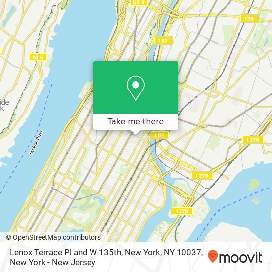 Lenox Terrace Pl and W 135th, New York, NY 10037 map