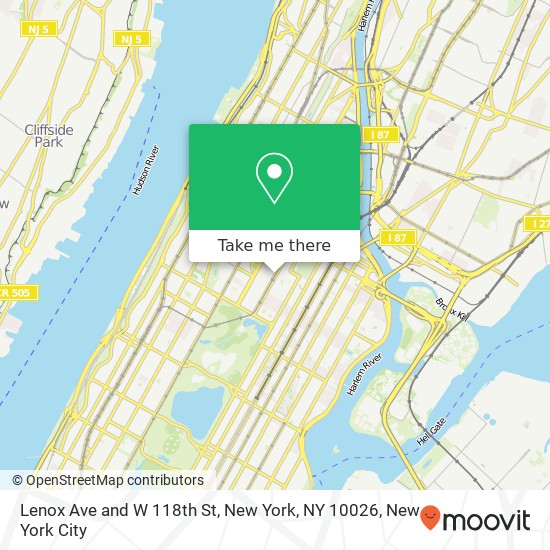 Lenox Ave and W 118th St, New York, NY 10026 map