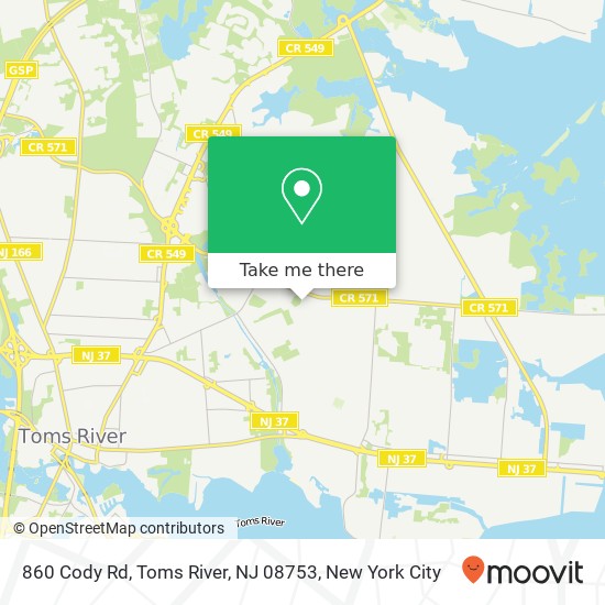 Mapa de 860 Cody Rd, Toms River, NJ 08753