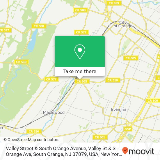 Valley Street & South Orange Avenue, Valley St & S Orange Ave, South Orange, NJ 07079, USA map
