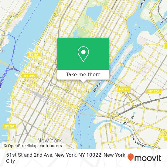 Mapa de 51st St and 2nd Ave, New York, NY 10022