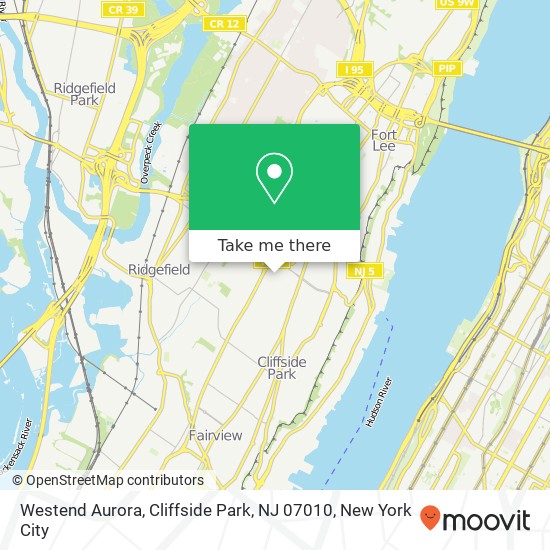 Westend Aurora, Cliffside Park, NJ 07010 map