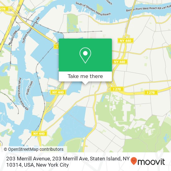 Mapa de 203 Merrill Avenue, 203 Merrill Ave, Staten Island, NY 10314, USA