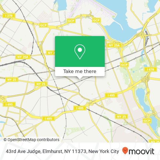 Mapa de 43rd Ave Judge, Elmhurst, NY 11373