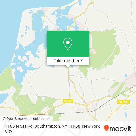 Mapa de 1165 N Sea Rd, Southampton, NY 11968