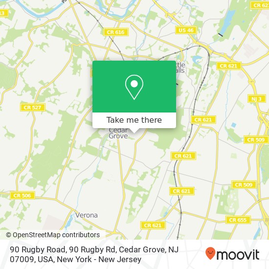 Mapa de 90 Rugby Road, 90 Rugby Rd, Cedar Grove, NJ 07009, USA