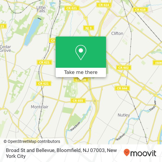 Broad St and Bellevue, Bloomfield, NJ 07003 map