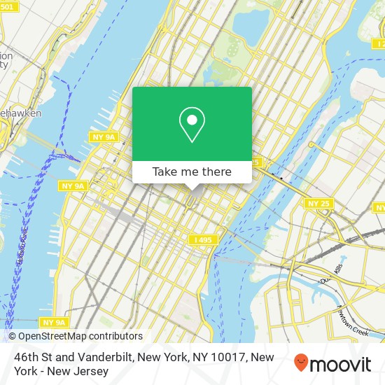 46th St and Vanderbilt, New York, NY 10017 map